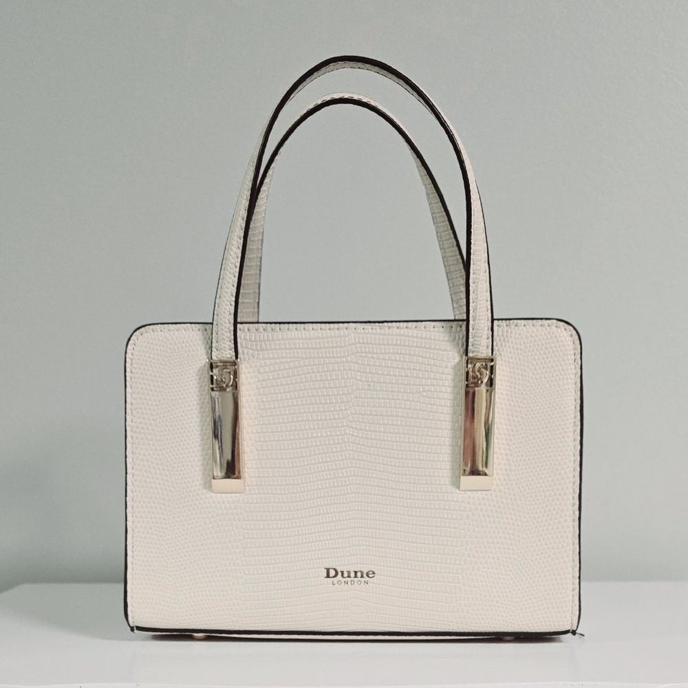 Dune London Cream Dinkydenbeigh Mini Branded Handle Tote Bag